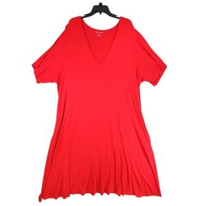 Universal Standard Maxi Dress 2XL Women Red Short Sleeve Zip Pocket Stretch Peru